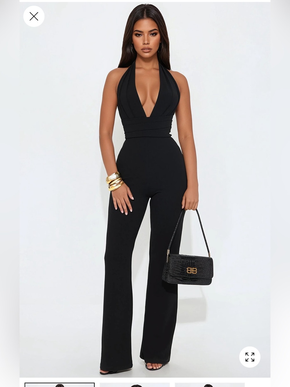 Fashion nova Feels Right Jumpsuit Black NWT XS
